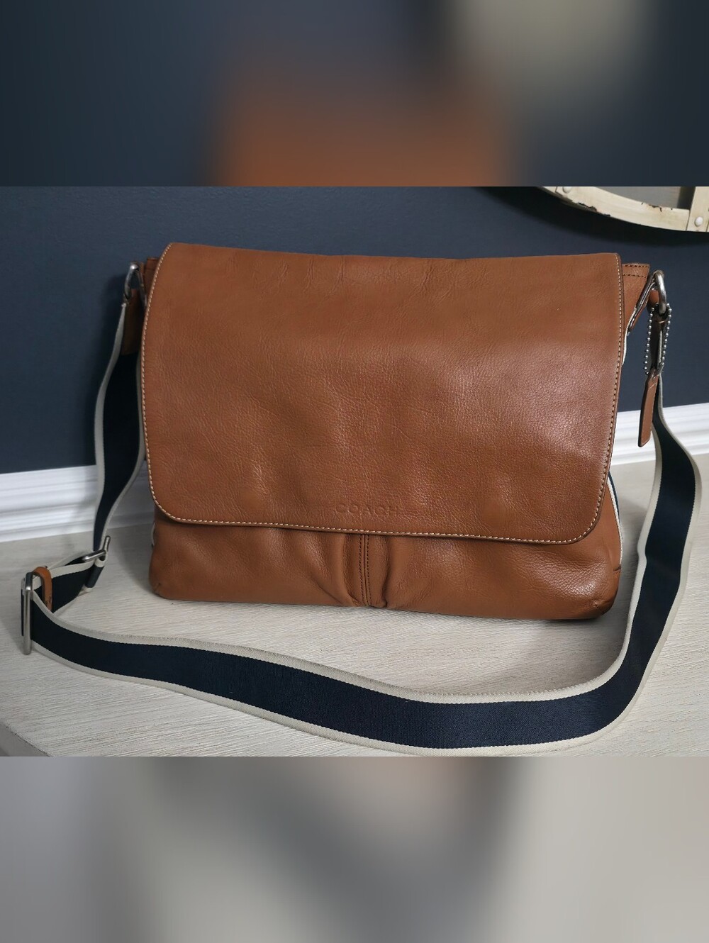 Coach Tan Leather Messenger Bag